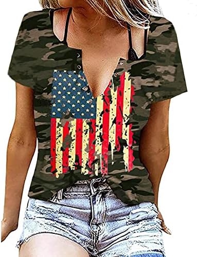 American Flag Star Striped Tank Top For Women - Ring Hole Sleeveless V Neck Patriotic Shirt For 4th Of July - View #8