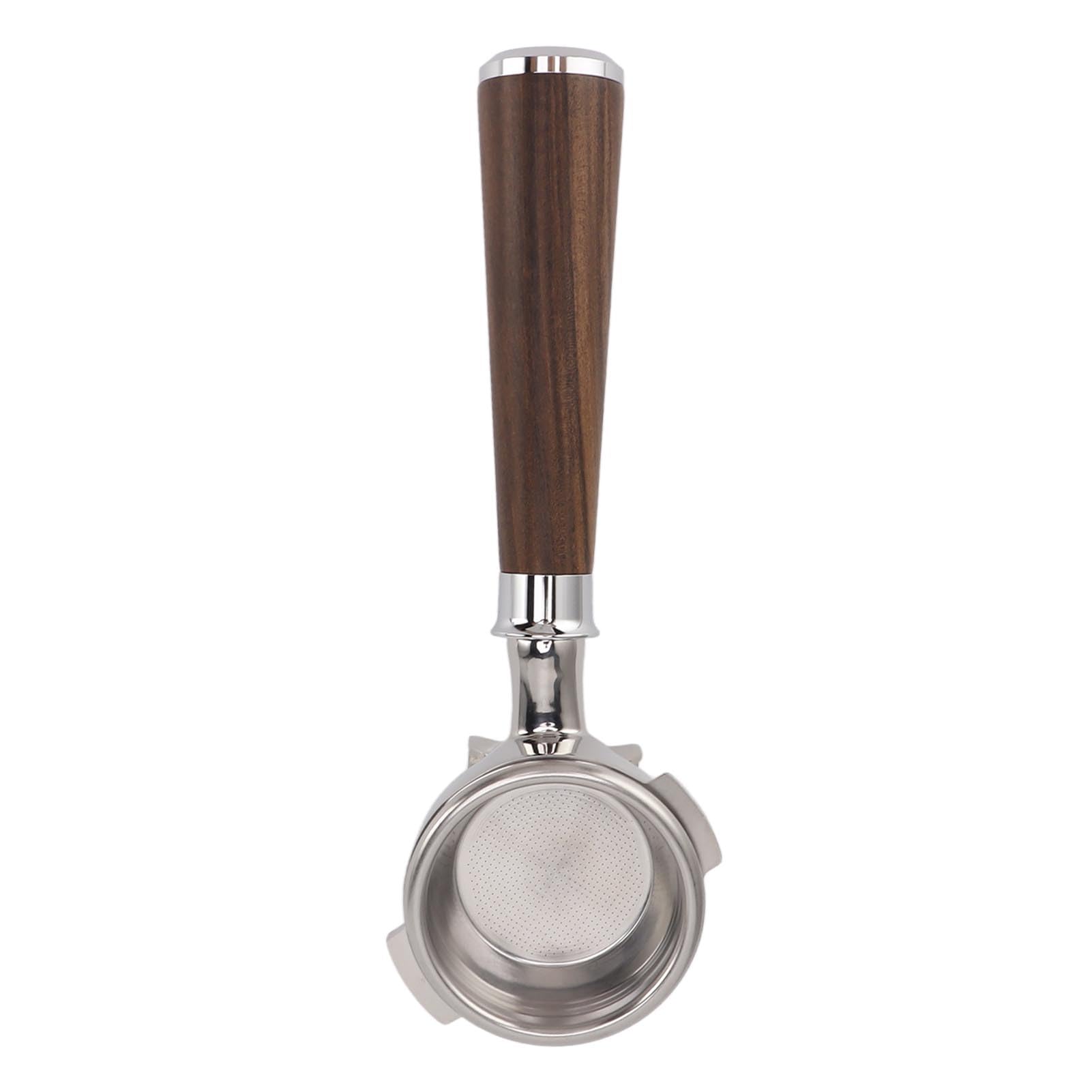 Kaffeezubehör, 2 Ausgießer, Holzgriff 58 Mm, Filterhalter für Kaffeemaschinen aus Edelstahl für die Küche (Geben Sie einen schwarzen Säurezweig ein)