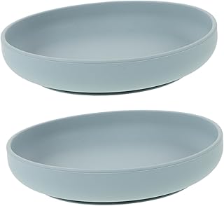 Healvian 2stücke Saugteller Aus Silikon Für Senioren Und Auslaufsicher Spülmaschinenfest Selbstständiges Essen Rutschfest Graublau