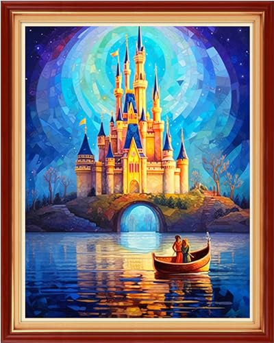 Image of Dooxvey Cross Stitch Kits for Adults Stamped Full Range of Embroidery Starter Kits for Beginners 11CT Printed Cross Stitch Patterns Needlepoint Kits Stamped Crossstitching-Magic Castle 16x20 inch