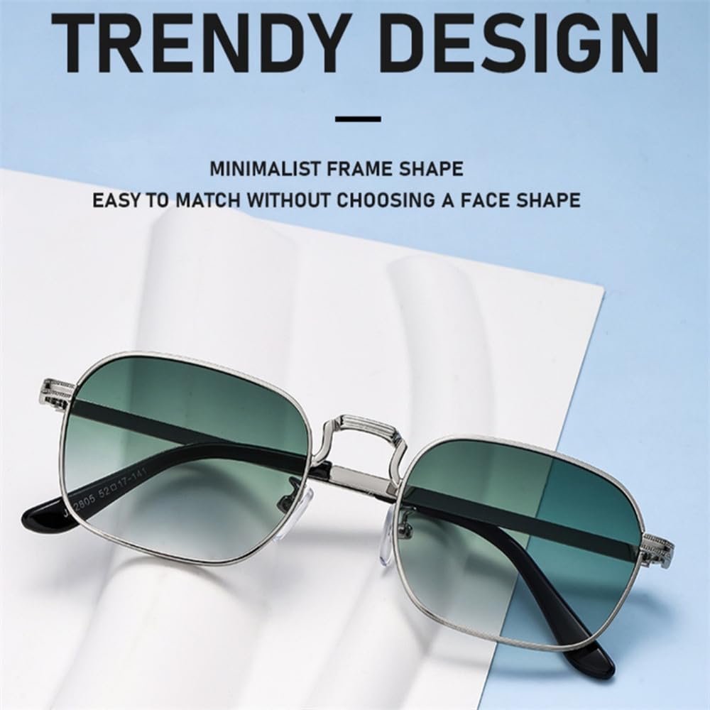 Gafas de sol para hombre, estilo vintage, montura pequeña, montura cuadrada de metal, modernas, para hombres y mujeres,