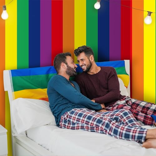 Image of Kochorie 100 Ft x 54 Inch Rainbow Tablecloth Roll with Cutter Box Gay Pride Tablecloth Cut to Size Table Cover Disposable Rainbow Pride Backdrop for Indoor Outdoor Events Party Supplies