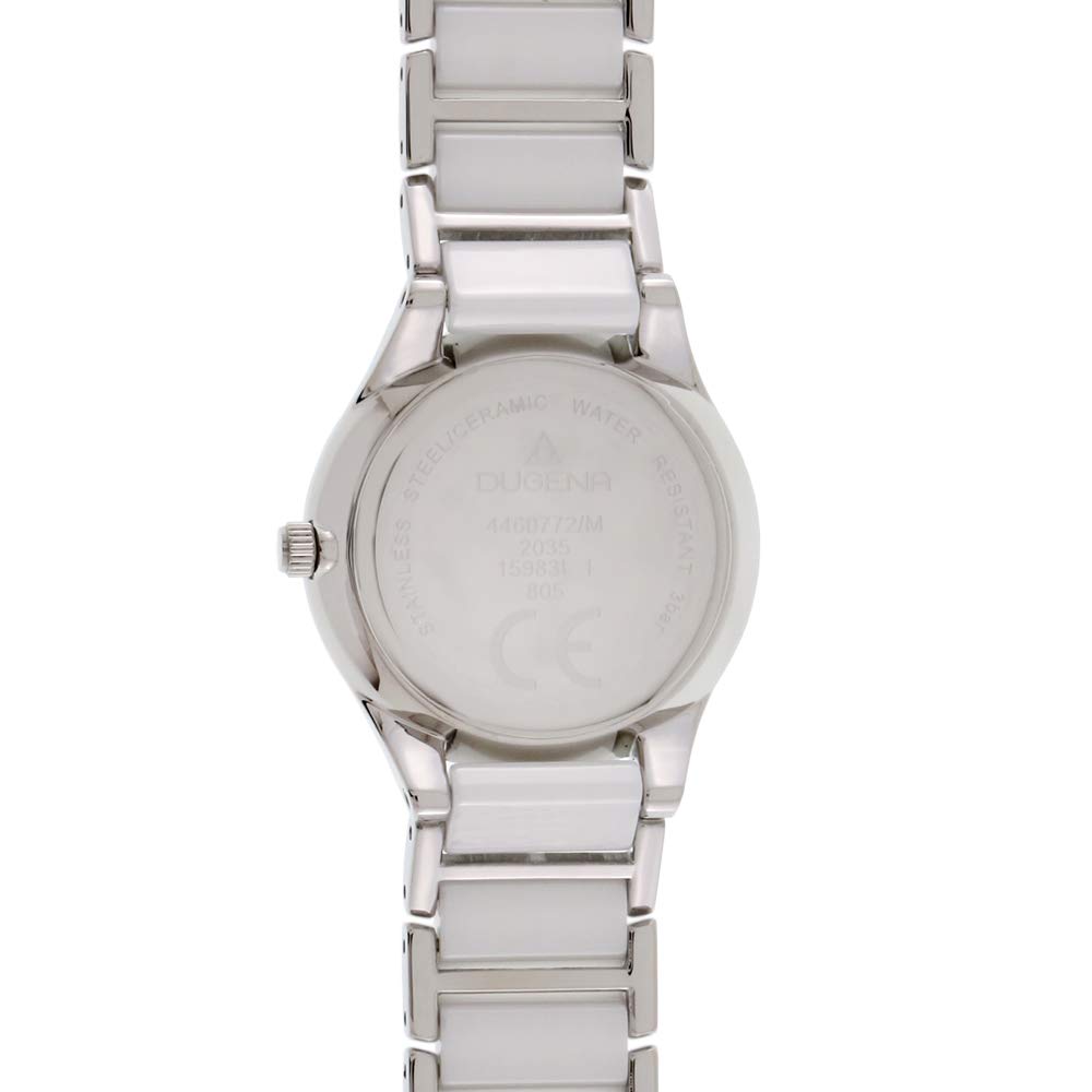 Dugena Damski zegarek na rękę Amica Ceramica ceramika 29 mm biały/srebrny