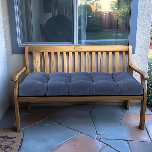 ROFIELTY Bench Cushion 45 Inch, Non-Slip Tufted Bench Cushion for Indoor Furniture for Bay Window, Entryway Bench, Piano Seat (Chenille-Blue, 45x18x4)