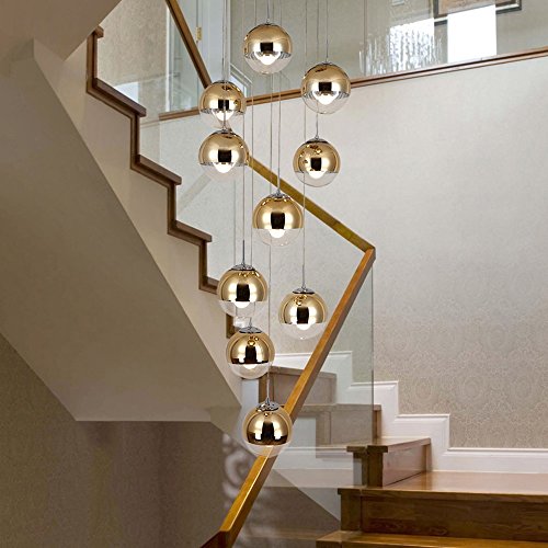 Lustre escalier moderne en cristal argenté cascade lumineuse