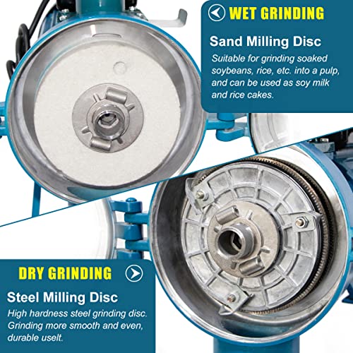 Lilypelle Grain Mills, 3000W Wet Dry Cereals Grinder Electric Grain Grinder Corn Mill Heavy Duty 110V Commercial Grain Grinder Machine Rice Corn Grain Coffee Wheat Feed Mill Flour Mill With Funnel thumb #2