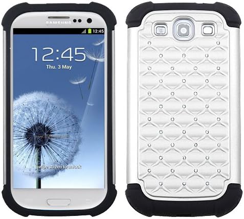 MYBAT ASAMSIIIHPCTDEF202NP Total Defense Dazzling Lattice Design Case for Samsung Galaxy SIII - 1 Pack - Retail Packaging - White/Black