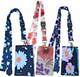 Lanyards for Neck Name Badge Keys Office Flat Nylon Lanyard 3Pcs Neck Strap Lanyard with waterproof badge holder Swivel Hooks Clips