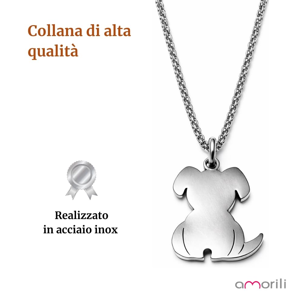 Collana con Cane Personalizzabile con Nome – Pendente Cagnolino in Acciaio Inox – Gioiello Personalizzato per Amanti degli Animali – Idea Regalo Donna Uomo