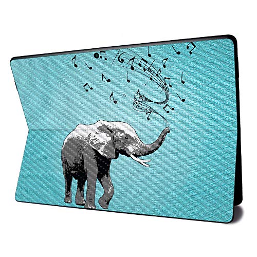 Image of MightySkins Carbon Fiber Skin for Microsoft Surface Pro X - Musical Elephant | Textured Carbon Fiber Finish | Easy to Apply, Remove, and Change Styles | Made in The USA