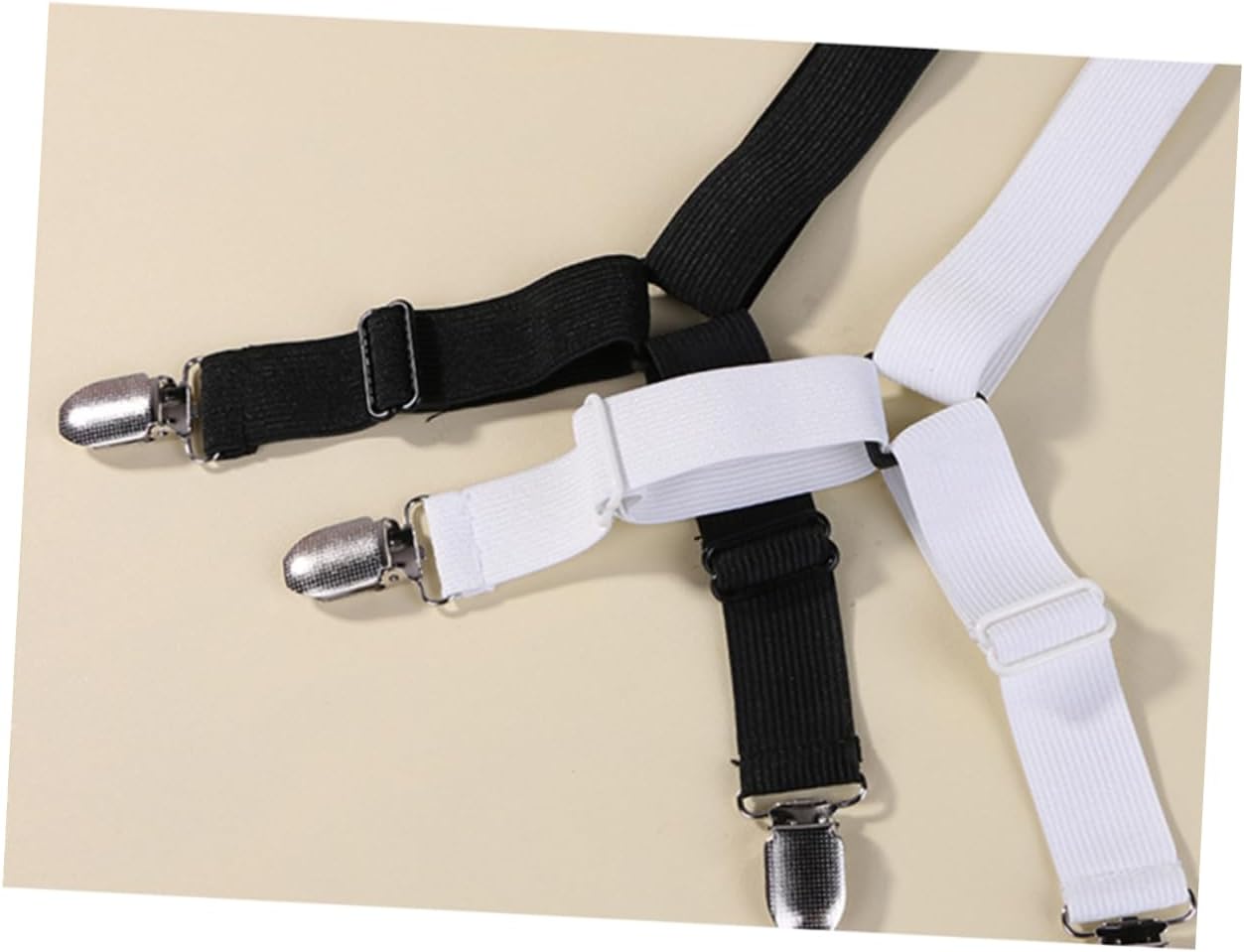 2pcs Bed Sheet Fasteners -Skid Clasp Elasticized Buckle Clips for Bedspreads and Tablecloths Keep Secure and Tidy Black