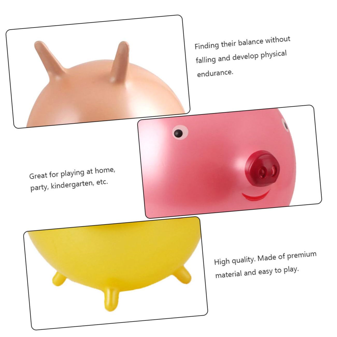 WOONEKY Pelota Saltarina para Niños Dibujos Animados y Mango Forma De Orejas De Cerdo, Tamaño Grande De 45 Cm, PVC Grueso, para Juegos Jardín De Infancia y Fiestas Infantiles
