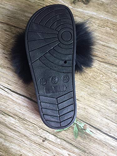 LVCOMEFF Women Real Fox Fur Sandals Slides Gray Yellow Blue Pink Color Slippers Summer Fluffy3