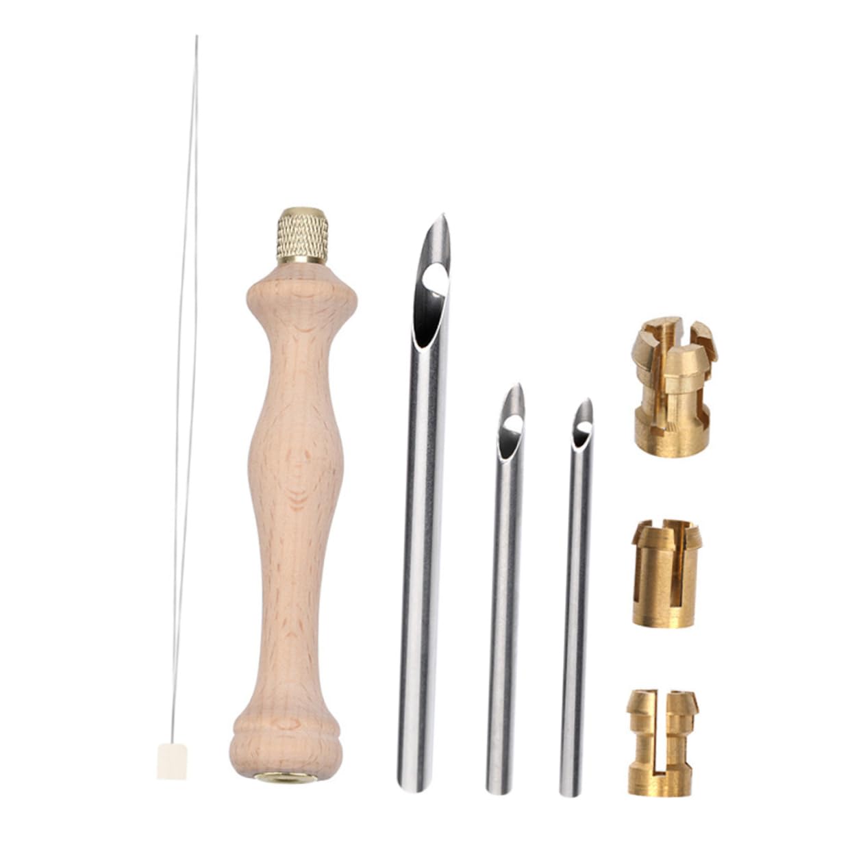 CIMAXIC Sturdy Wooden Punch Needle Set 5 Heads Enhance Your Embroidery Projects Ease