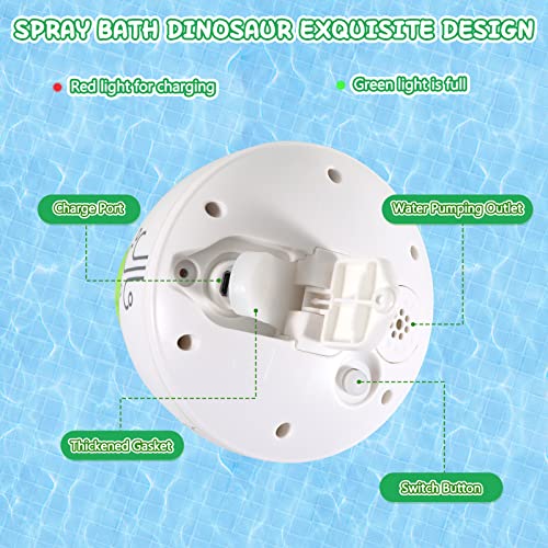Rechargeable Baby Bath Toys,Funny Water Squirting Dinosaurs,Light Up Bath Toys,Use For More Than 150 Minutes(1200Mah),Bathtub Toys For Toddlers,Bathroom Pool Toys For Summer Gifts(Yellow) #TOP4