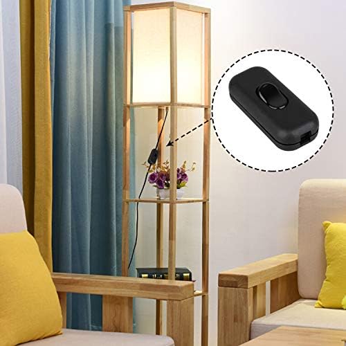 Inline Switch Zevnico Lamp Switch 2 Pack In Line Light Switches, Torpedo Switch Inline Switches for Lamps or Small Appliances 6A, Small Light Switch Bipolar for 2 or 3 Core Flex/Flat Cable, Black