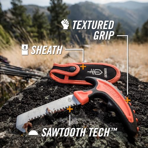 Gerber Gear Vital Pack Compact Saw, Stainless Steel Sawtooth Blade for Camping, Hunting and Hiking with Sheath