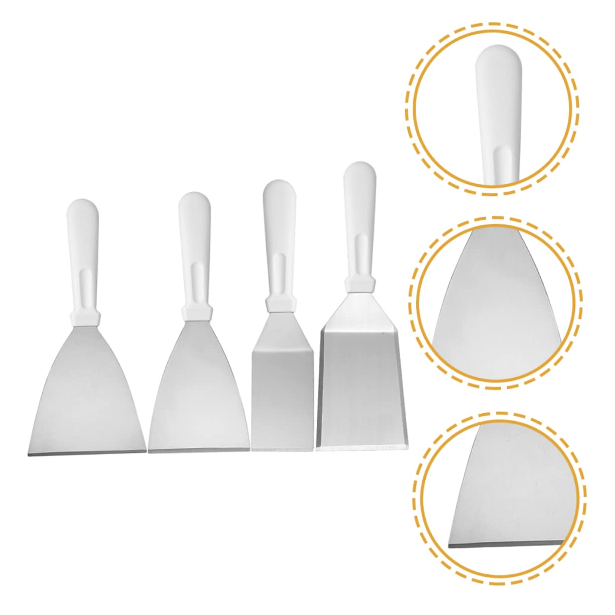 BESTonZON 4pezzi Spatola Cucina in Acciaio per Friggere Bistecca Antiaderente Facile da Pulire e Riporre Manico Ergonomico per Impugnare Comodo