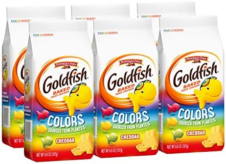 Goldfish Colors Cheddar Cheese Crackers, Baked Snack Crackers, 6.6 oz Bag (Pack of 6)