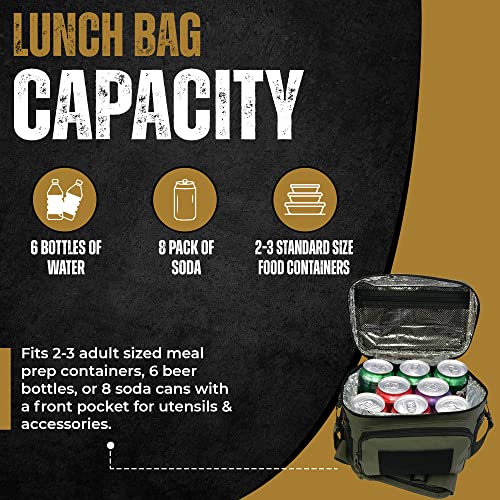 Hsd 10Mm Thick Insulated Adult Lunch Bag - Leak Proof For Hot & Cold Temperature - Tactical Style Easy To Clean, Durable & Water-Resistant - Sturdy Handle, Shoulder Strap, & Pockets - Men & Women #TOP5