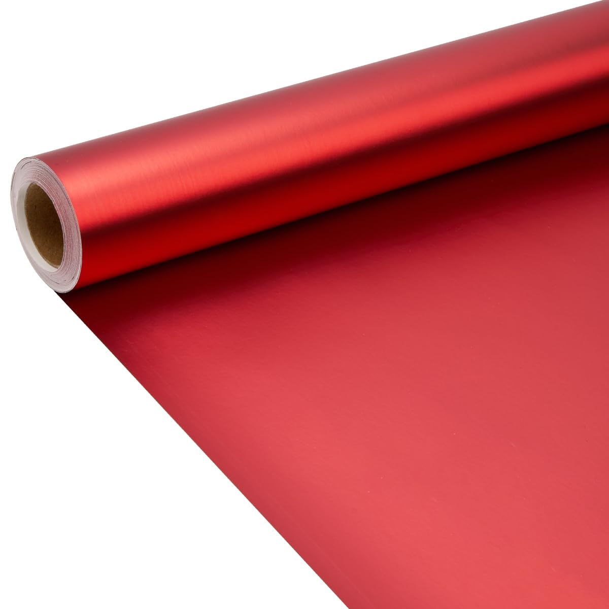 Red Matte Wrapping Paper Roll, 9m x 43cm Solid Color Pearly lustre Paper for Birthday, Christmas, Baby Shower, Festival Gift Decoration