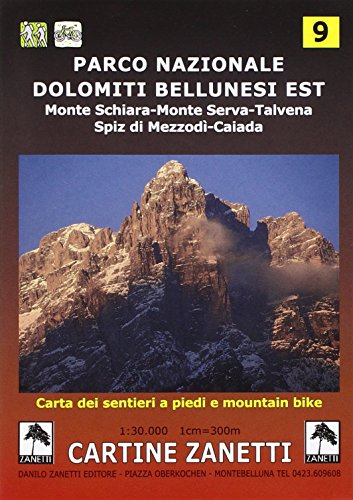Parco Nazionale Dolomiti Bellunesi est. Monte Schiara, Monte Serva, Talvena, Spiz di Mezzodì, Caiada 1:30.000