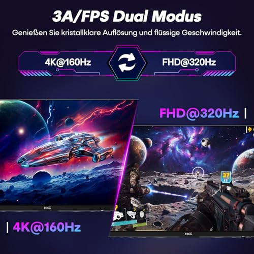 HKC 27 Zoll 4K Gaming Monitor UHD 160Hz/FHD 320Hz Mini LED IPS Bildschirm – Ansicht 3