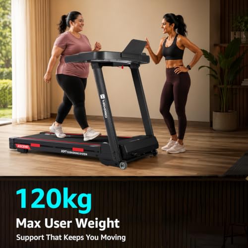 Image of Maxpro Ascend 5Hp Peak BLDC Motor|14km /h Speed |15 Level Motorized Incline LED Display with Tablet Holder | 12 Preset Program |120Kg User Weight | Auto Incline Treadmill for Home use
