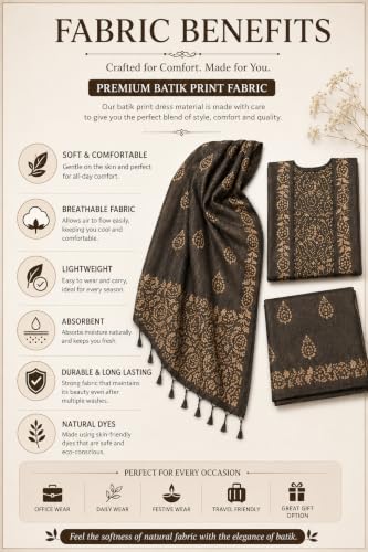 Image of HAIDER ALI AND SONS Women's Cotton Silk Batik Print Unstitched Salwar Suit Dress Material with Dupatta | Bhagalpuri Handloom Fabric | Casual, Office & Festival Wear