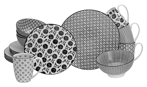 CreaTable, 19738, Serie Black Style, 16-teiliges Geschirrset für 4 Personen, Kombiservice aus...