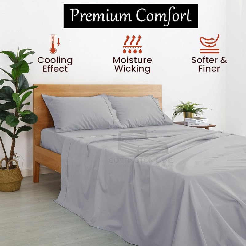 Image of Bedsheet Microfiber with 2 Pillow Cover chadar - Soft and Breathable - Flat Sheet with Pillow Cases - for Single Size Bed Sheet - Fade Resistance and Wrinkle Free - Light Grey Single