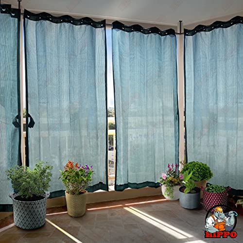Image of HIPPO 150 GSM Outdoor Sun Blocking Balcony Eyelet /Grommet Curtains Sun & UV Protection, Light Filtering 3FTX4.5FT Window Curtain (Cool-Blue)