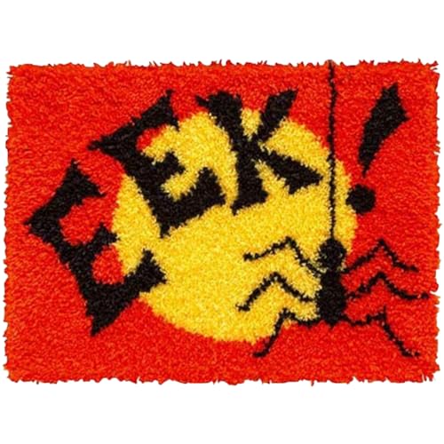 Image of LUBOT Halloween Latch Hook Kits for Adults Rug Pillow Cover with Printed Canvas Pattern Crochet Kit for Beginners Spider 20 inch*15 inch