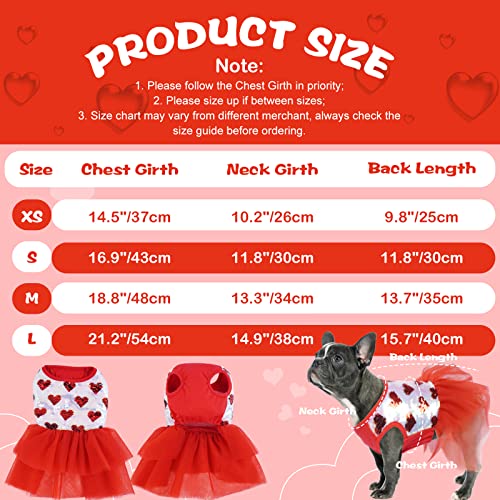 Rozkitch Dog Dress, Doggy Skirt For Puppy Cats Girl, Cat Princess Dress With Sequin & 6-Layer Fluffy Tulle For Wedding Valentine Proposal, Sleeveless Sundress Pet Clothes Red Heart S #TOP1