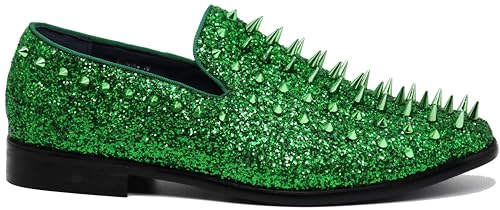 Image of SPK16 Men's Vintage Spike Dress Loafers Slip On Fashion Shoes Classic Tuxedo Dress Shoes