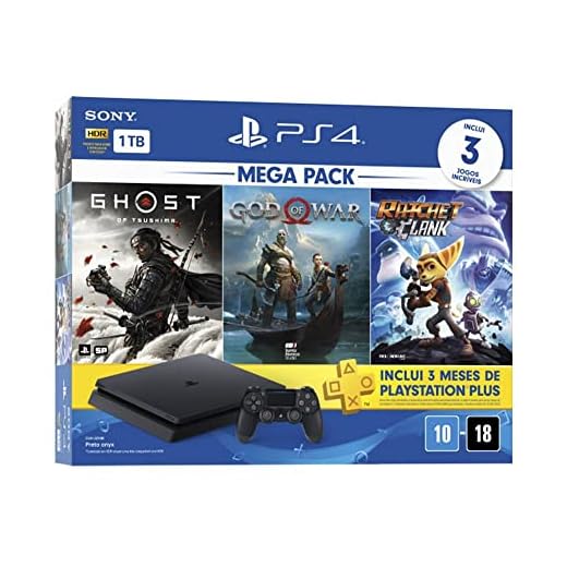 Console PlayStation 4 Mega Pack 18 - Ghost of Tsushima, God of War e Ratchet & Clank