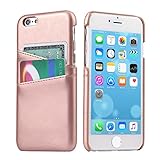 iPhone 6 Card Case - SOWOKO iPhone 6S Slim Leather Wallet Case Credit Card Slots ID Holder Phone Protection Cover for Apple iPhone 6/6S 4.7 inch (Rose Gold)