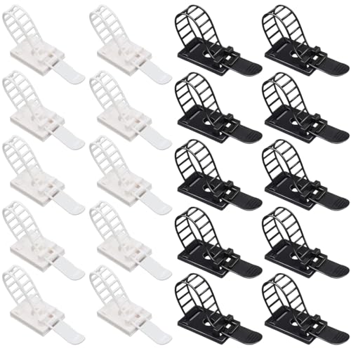 20 Piezas Ataduras Adhesivas para Cables Bajo Escritorio Organizadoras de Cables para TV, PC, Laptop, Ethernet, Escritorio, Pequeñas miniatura 1