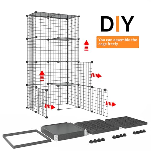 Oneluck Gaiolas grandes para gatos de 4 camadas de 139 cm DIY cercadinho de metal destacável canis g