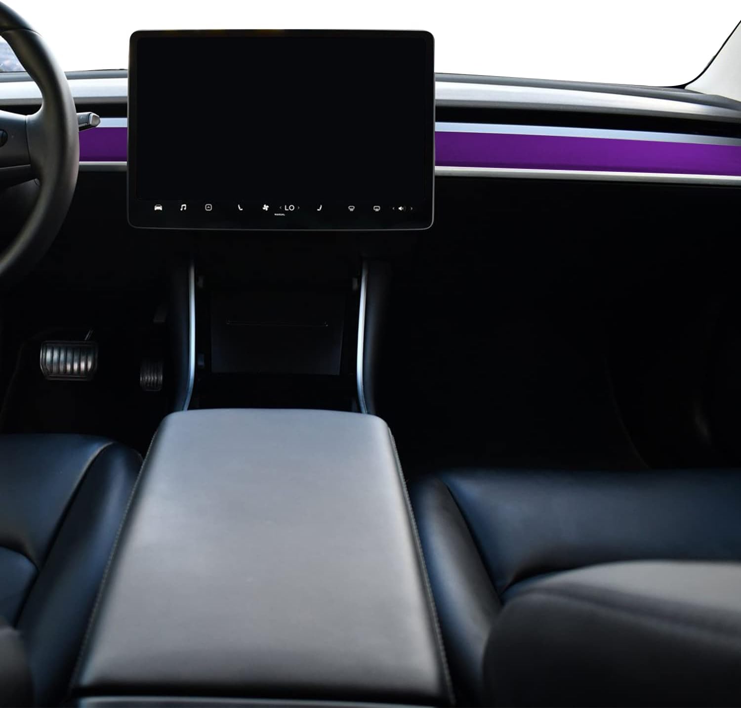 Gomu Dashboard Interior Trim Vinyl Graphic Overlay Wrap Decal Compatible with Tesla Model 3 2017 2018 2019 2020 - Metallic Matte Chrome Purple