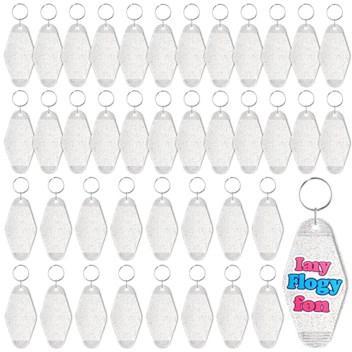 Image of LOTMER 20 /30 /40 /80 PCS Hotel Keychain Blank with Key Rings, 60 Colors Motel Key Chains for DIY Keychains