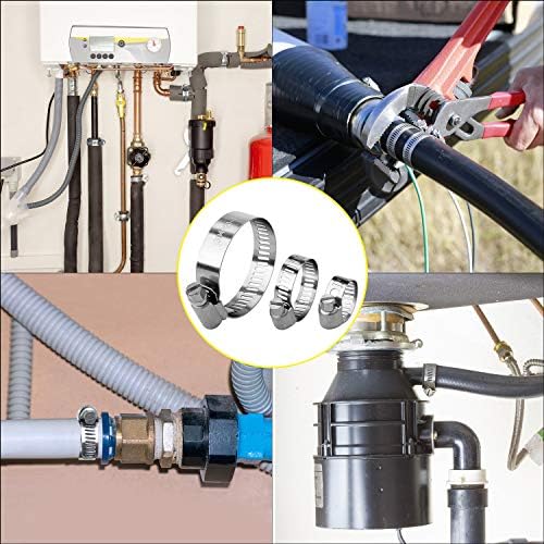 Pipe Clips/Jubilee Clip Hose Clamps Adjustable Stainless Steel Hose Clamps Worm Drive Hoses Hose Clamps, Pack of 12 (10-16mm  16-25mm  21-44mm)