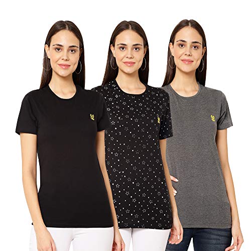 Image of Mack Jonney Round Neck Regular Fit Half Sleeve Women T-Shirt (Pack of 3)-VJ WHST Group 54