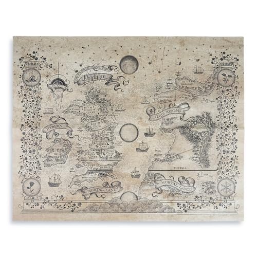 ConQuest Journals A Court of Thorns and Roses Prythian World Map, Authentic Parchment-Style Paper,...