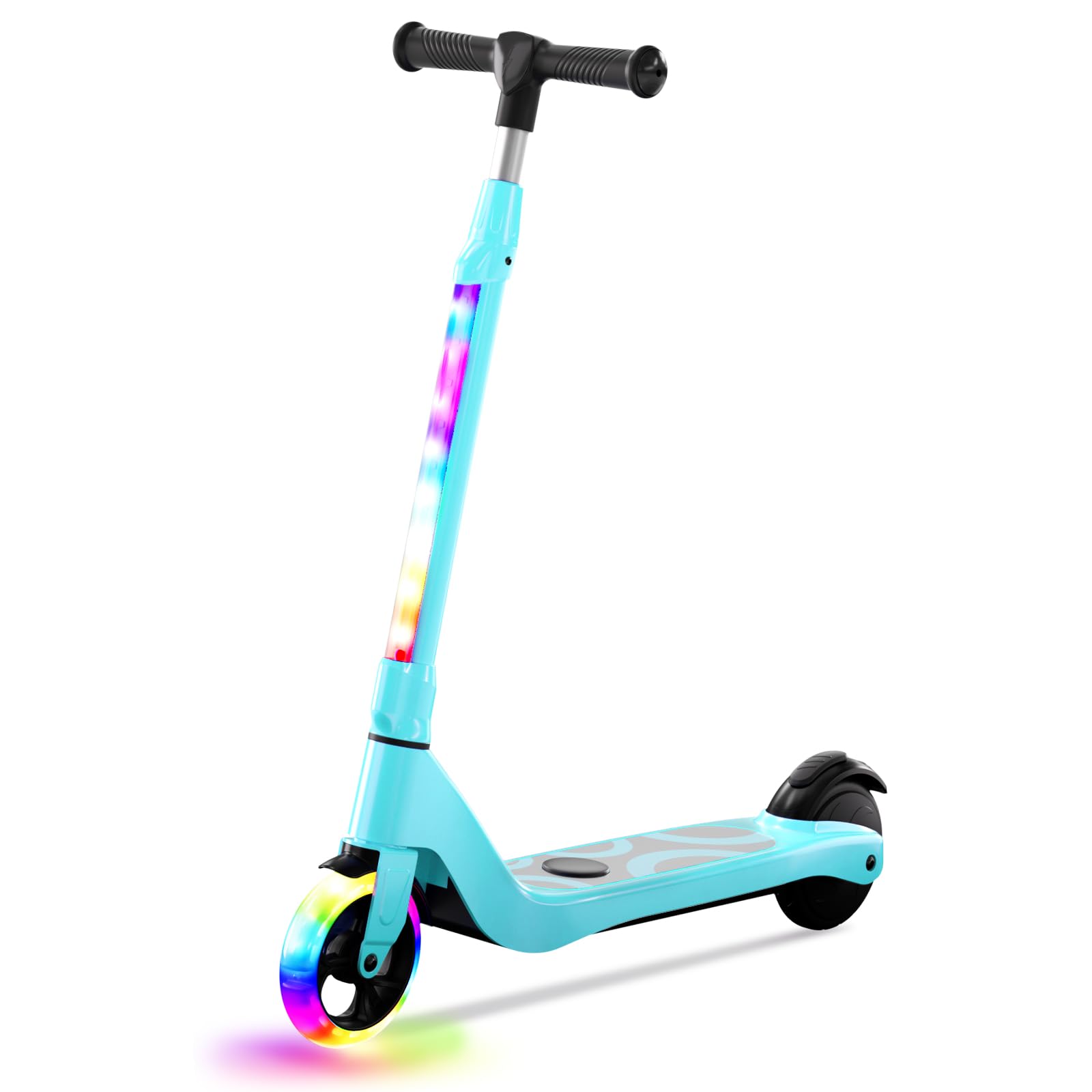 Electric Scooter for Kids Ages 6-12 Foldable Kick Scooter with Adjustable Height 80W Motor 6 MPH Colorful LED