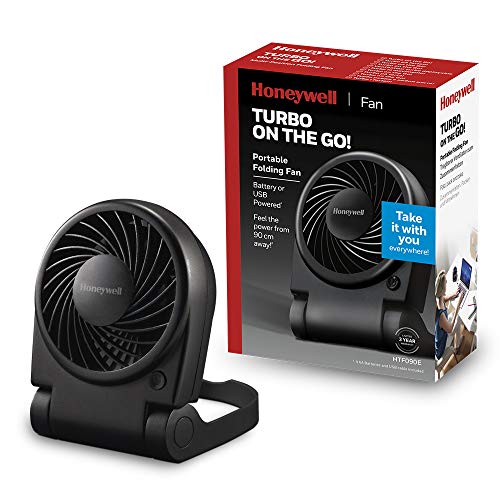 Honeywell HTF090E Turbo on the Go! ventilator (klein, draagbaar, opvouwbaar, persoonlijk, USB)...