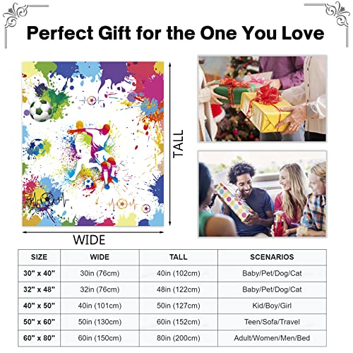 Domgoge Soccer Blanket Kids Football Blankets for Boys Ball Throw Tie Dyed Soft Flannel Fleece Gifts Team Player Sport Fans Adult 3D Printed Couch Sofa - Image 4