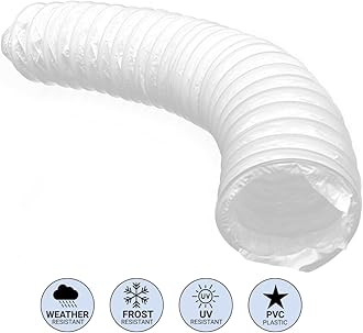 H&C VENT PVC Flexible Hose for Exhaust Gas Air Duct – Ventilation Outlet Flexible Hose for Air Conditioning, Hot Air Supply System (Diameter 125 mm – 1M)