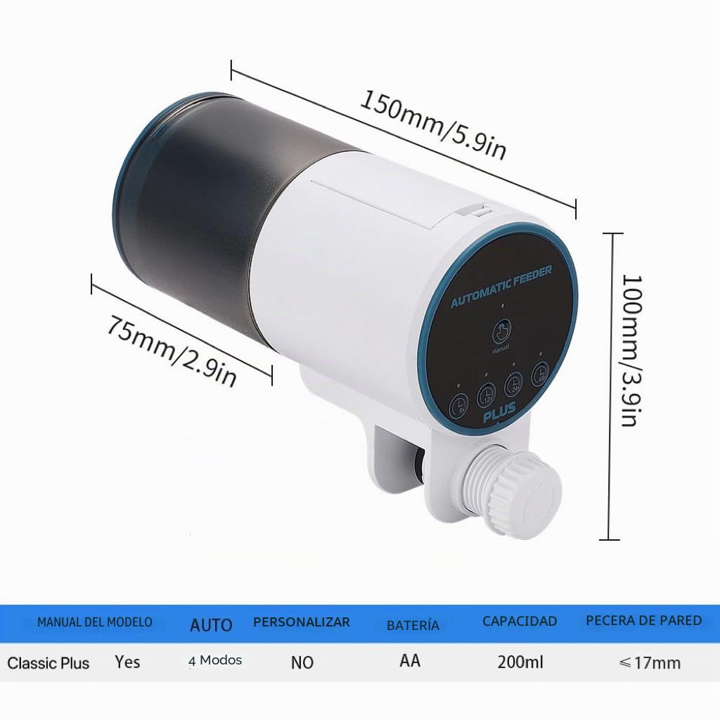 Alimentador Automático de Peces para Acuario, alimentador automático, Comedero de Peces automático, dispensador de Alimentos para terrario. (clásico 4 Modos)