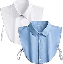 craspire 2 Farbe Weiß Blau Falscher Kragen Abnehmbare Bluse Dickey Kragen Halbe Hemden Bluse Ausschnittbesatz Dekoration DIY Kleidungszubehör Für Frauen Büro Arbeit Pullover Kleider Uniform